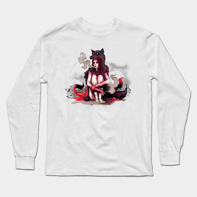 Big Bad Riding Hood Long Sleeve T-Shirt by LVBart